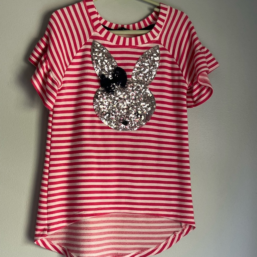 Zunie Striped Sequin Bunny Tunic Top Size 6